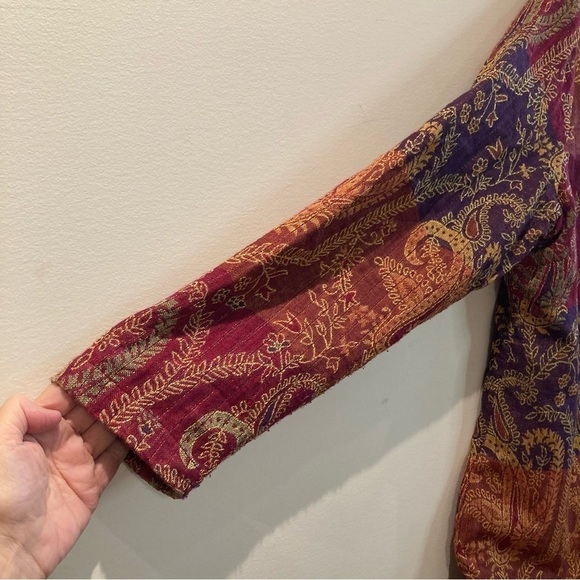 COLDWATER CREEK Sz PXL Made in India Lined Paisley Colourful  Buttoned Blazer - Picture 4 of 9